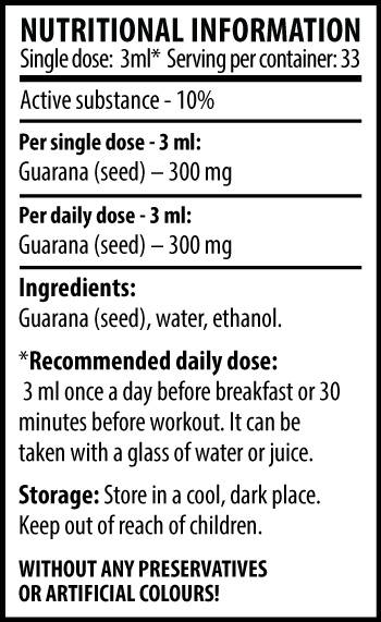 Етикет на Cvetita Herbal Guarana Max 100 мл, 33 Дози