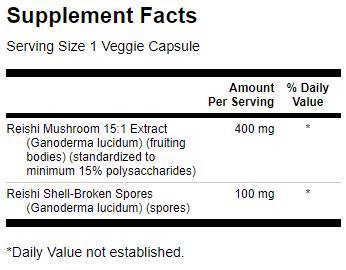 Етикет на Reishi Mushroom Complex, 60 капсули, Swanson