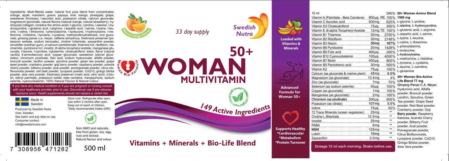 Етикет на Woman Multivitamin 50+ | Vitamins + Minerals + Bilo-Life Blend