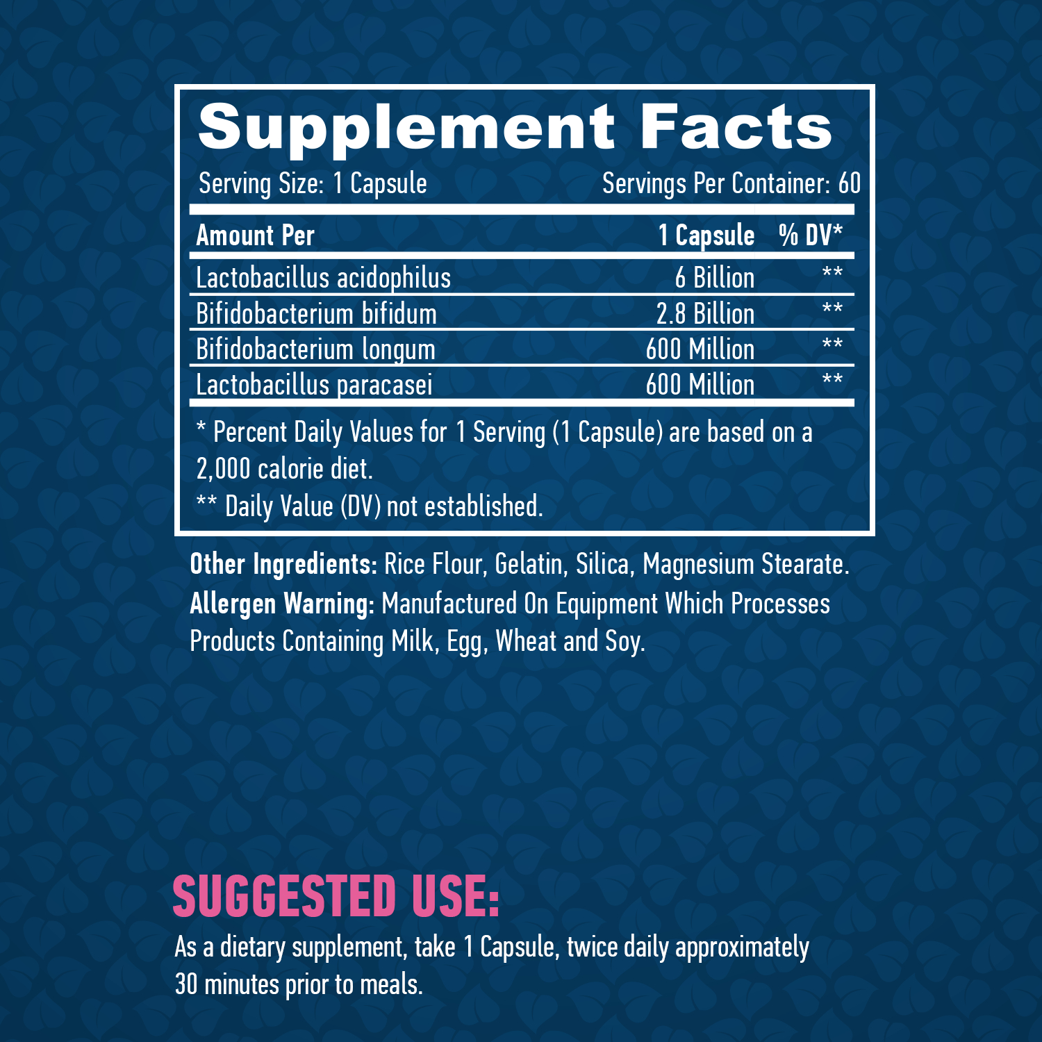 Етикет на Haya Labs 10 Billion Acidophilus & Bifidus Probiotic Complex