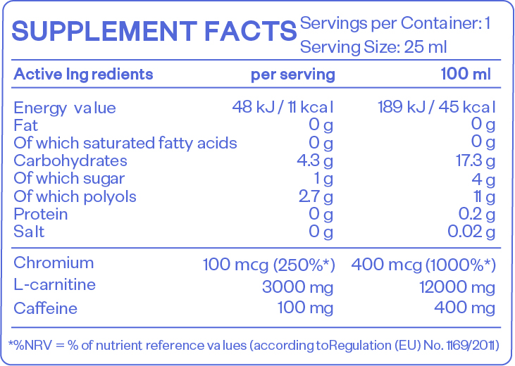 Етикет на HS LABS - L-CARNITINE 3000 - WITH CAFFEINE AND CHROMIUM