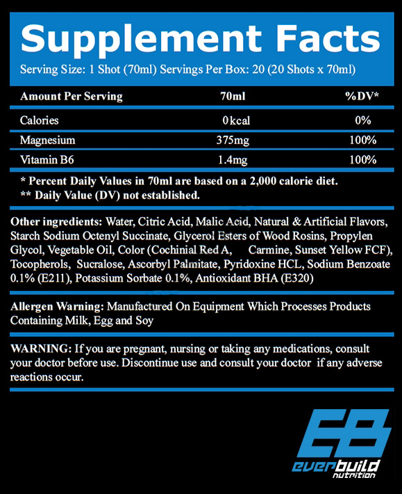 Етикет на Everbuild Magnesium Shot / 70ml / Grapefruit