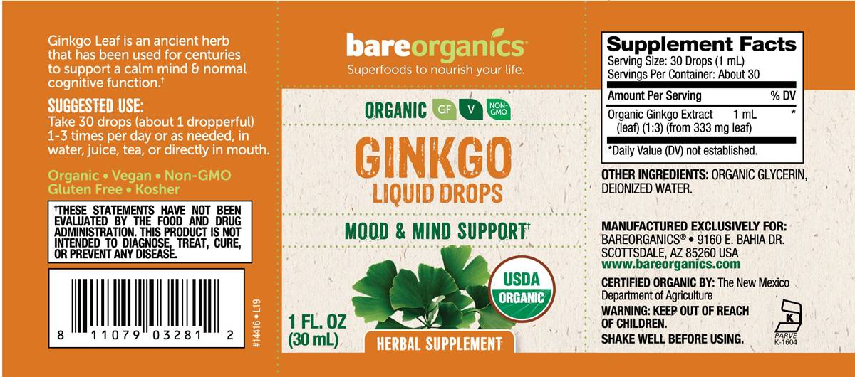 Етикет на Ginkgo Liquid Drops