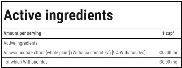 Етикет на Ashwagandha Max, 335 mg, 60 капсули, Trec Nutrition