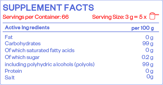 Етикет на HS LABS - ERYTHRITOL - 250 g