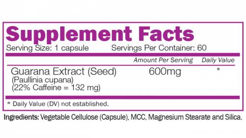 Етикет на Naturalico Guarana Seed Extract 60 капсули, 60 Дози