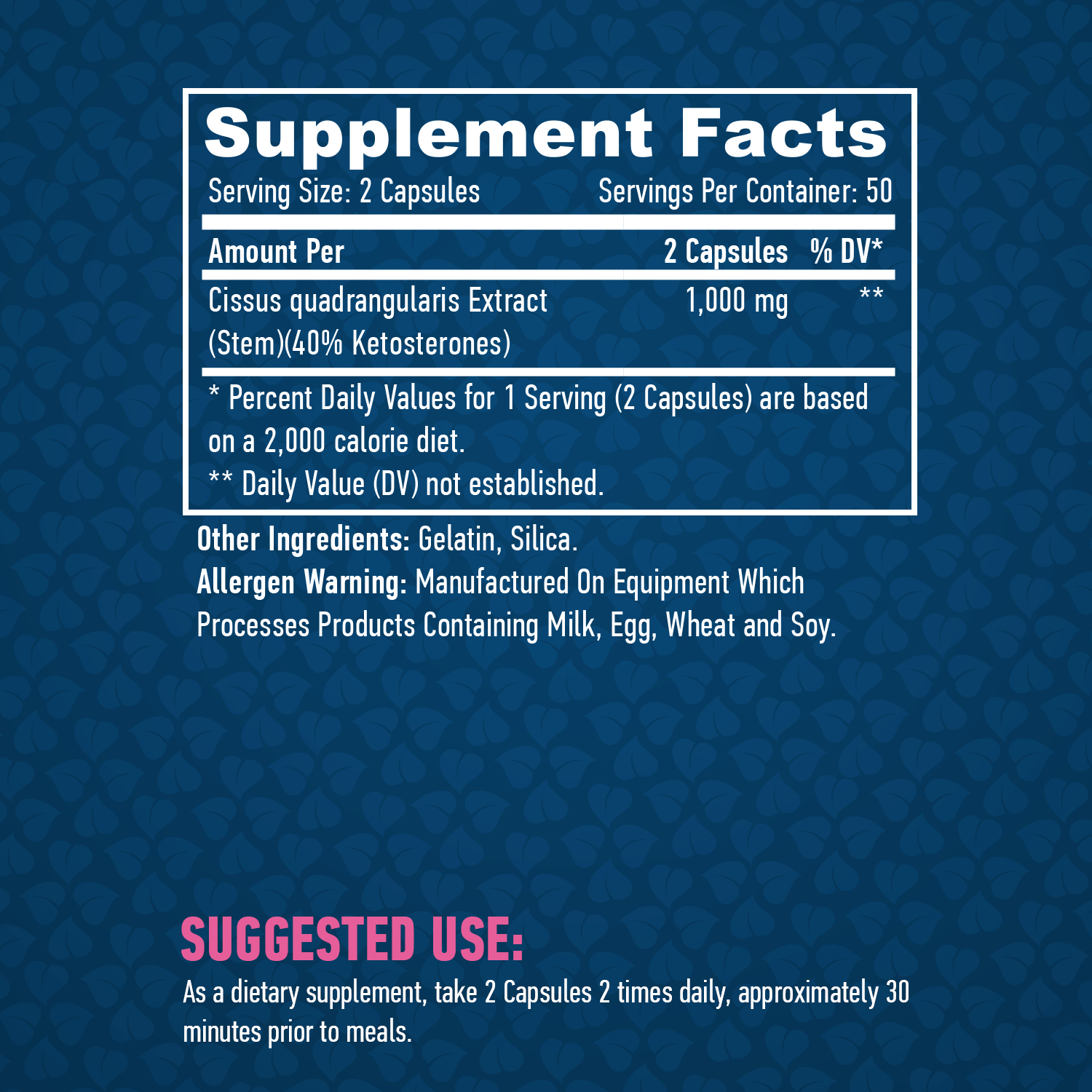 Етикет на Haya Labs Cissus 500mg / 100 Caps