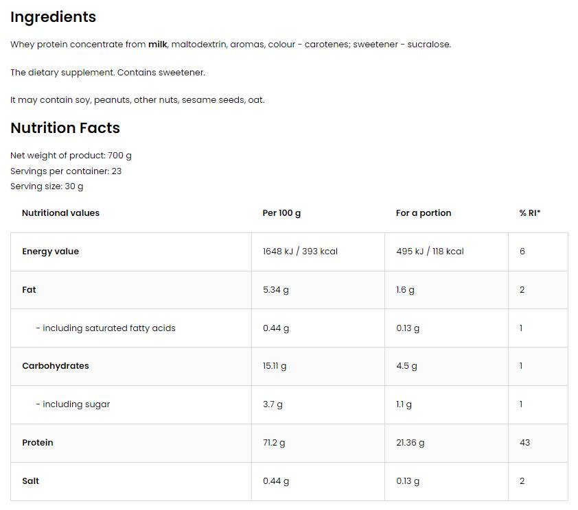 Етикет на Whey Protein | 100% Whey Protein Concentrate + Funnel Pillbox FREE