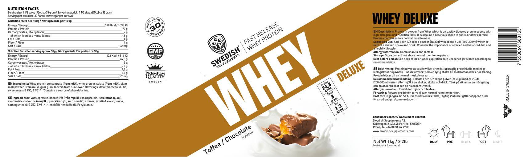 Етикет на Whey Protein Deluxe