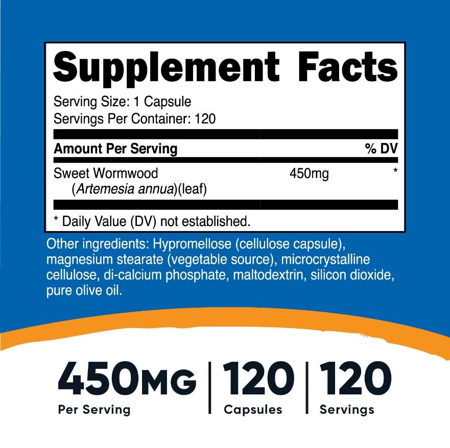 Етикет на Wormwood 450 mg | Artemisia Annua