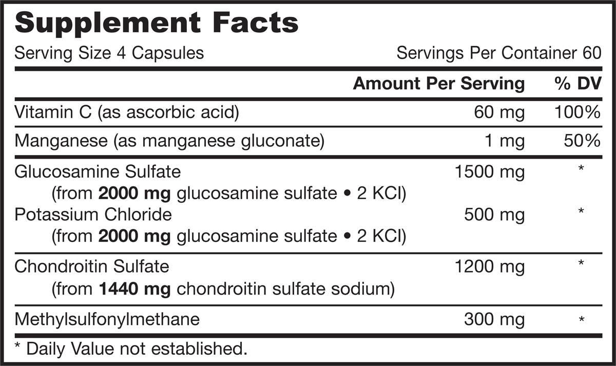 Етикет на Jarrow Formulas Glucosamine Chondroitin MSM - Глюкозамин Хондроитин МСМ
