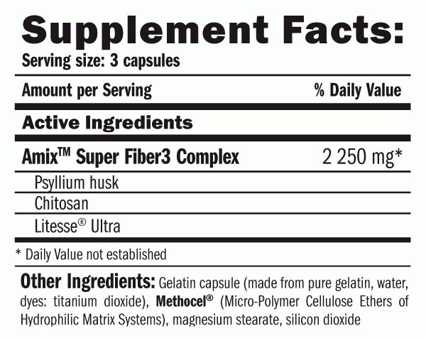 Етикет на Amix Super Fiber3 Plus 90 Caps.