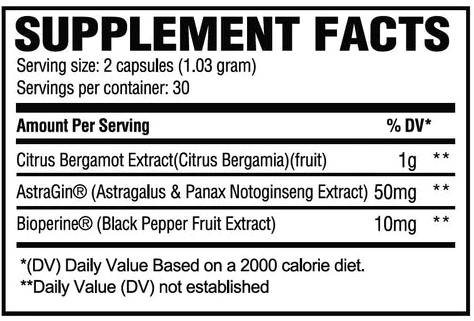 Етикет на Revive Bergamot 1000 mg | with AstraGin 60 капсули, 30 Дози