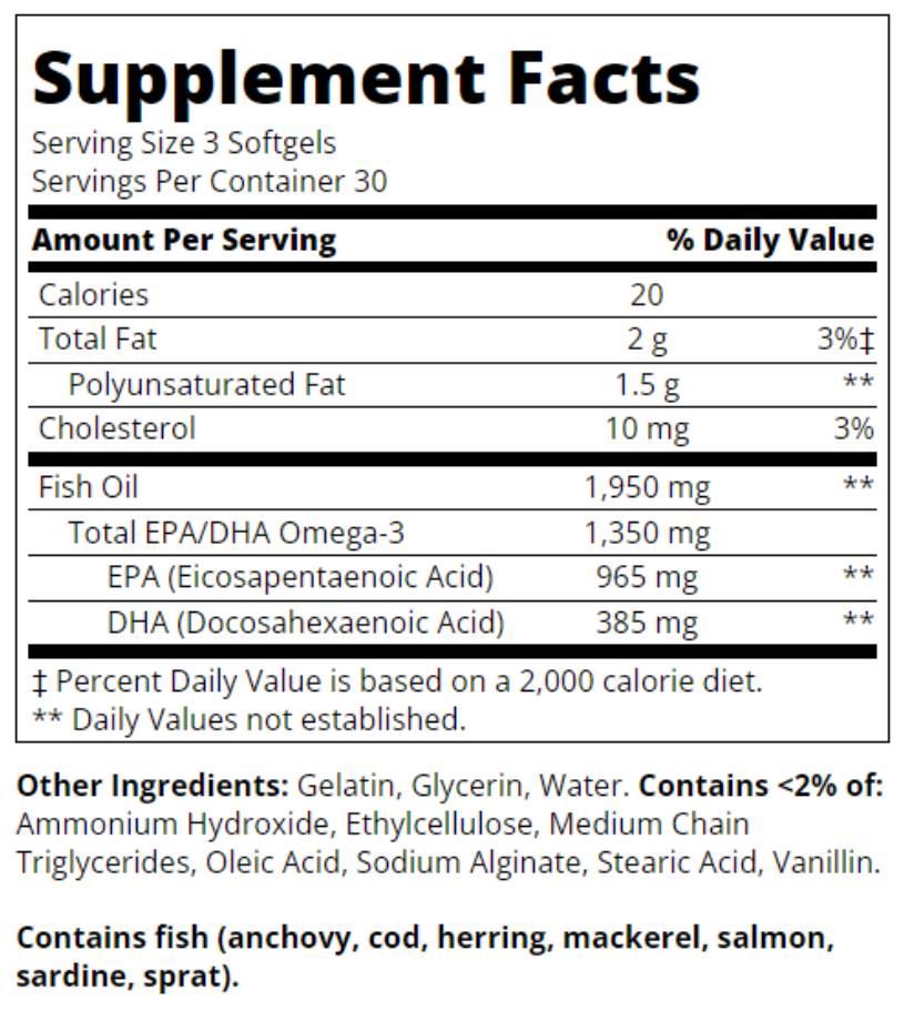 Етикет на 21st Century Alaska Wild Fish Oil Mega Omega-3 - Омега 3 | 90 sgels