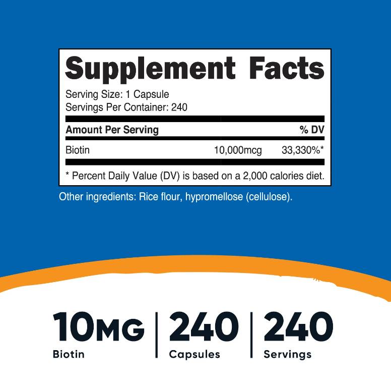 Етикет на Biotin (Vitamin B7) 10 000 µg