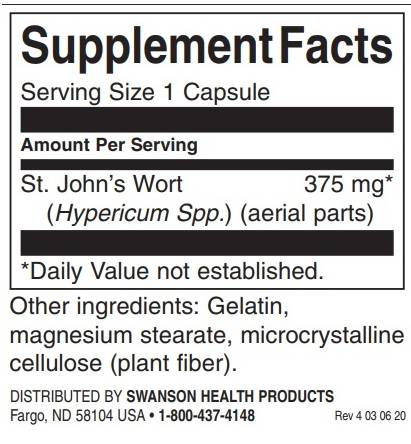 Етикет на St. John's Wort 375 mg