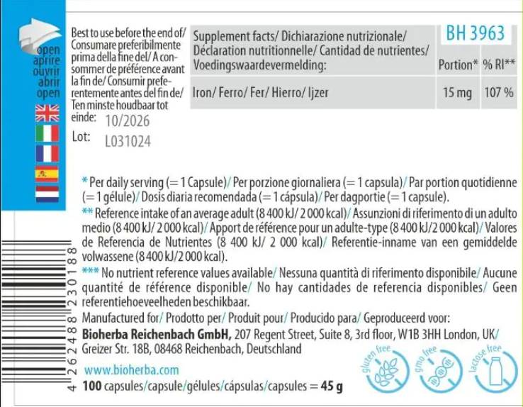 Етикет на Iron Citrate 25 mg