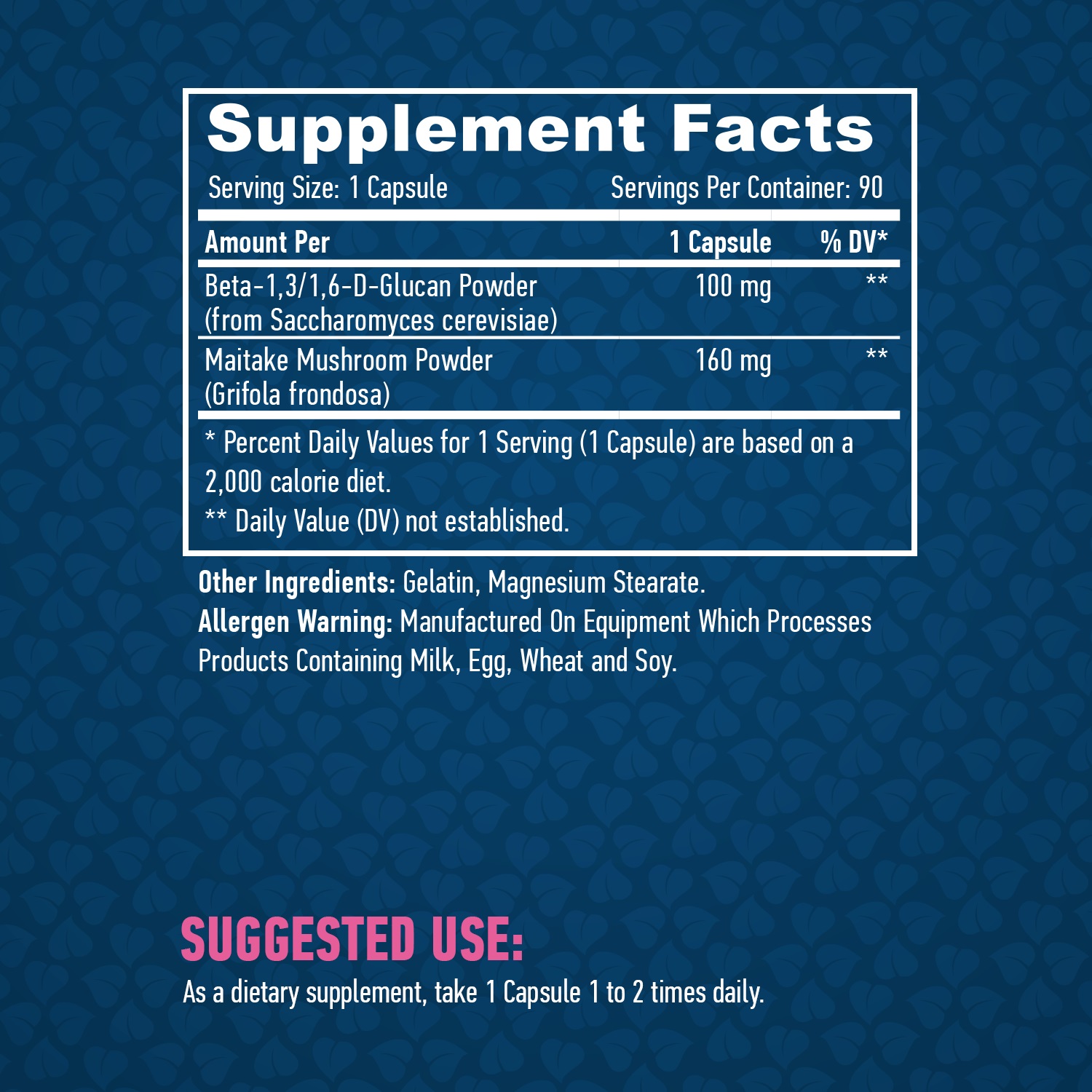 Етикет на Haya Labs Beta Glucans 100mg / 90 Caps