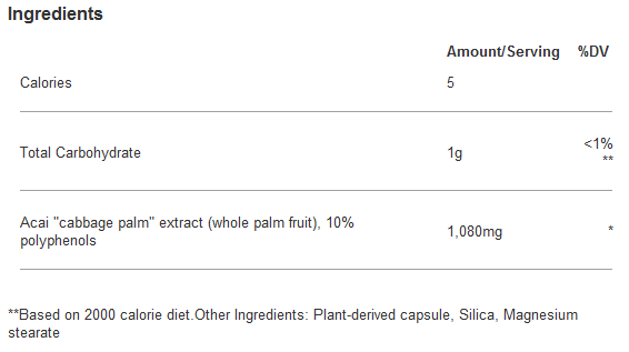 Етикет на Nature's Way Acai 520 mg 60 капсули