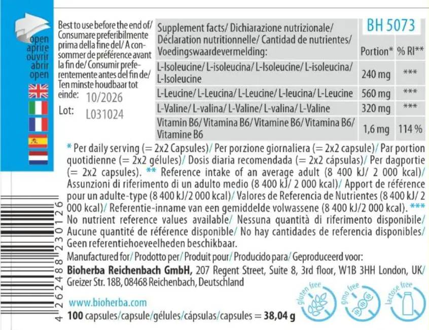 Етикет на BCAA Plus