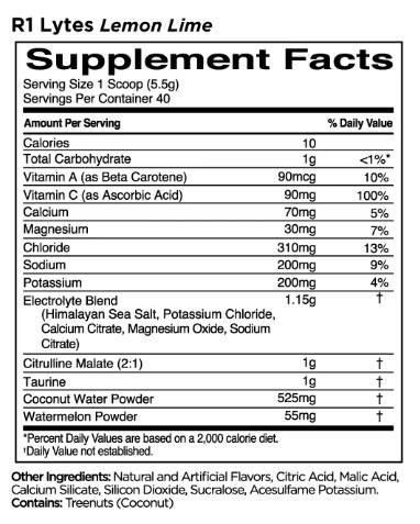 Етикет на Lytes+ | Premium Electrolyte Replenishment Support with Citrulline & Taurine
