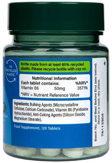 Етикет на Holland And Barrett Vitamin B6 / Pyridoxine 50 mg