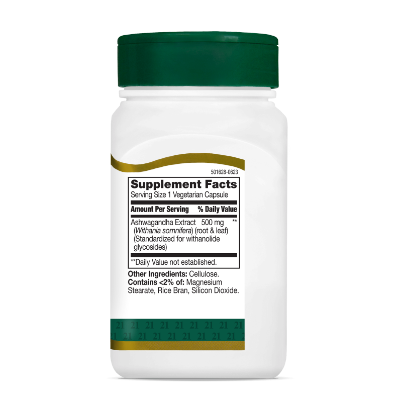 Етикет на 21st Century Ashwagandha Extract 500mg - Ашваганда | 60 caps