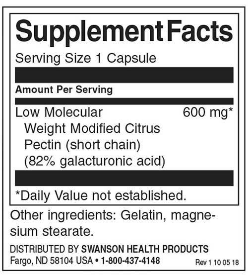 Етикет на PectiPure Modified Citrus Pectin 600 mg