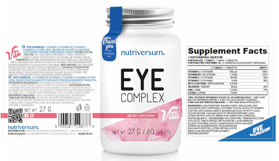 Етикет на Nutriversum Eye Complex