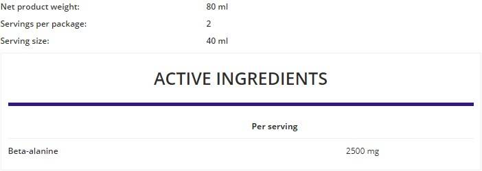 Label of Beta-Alanine Shot