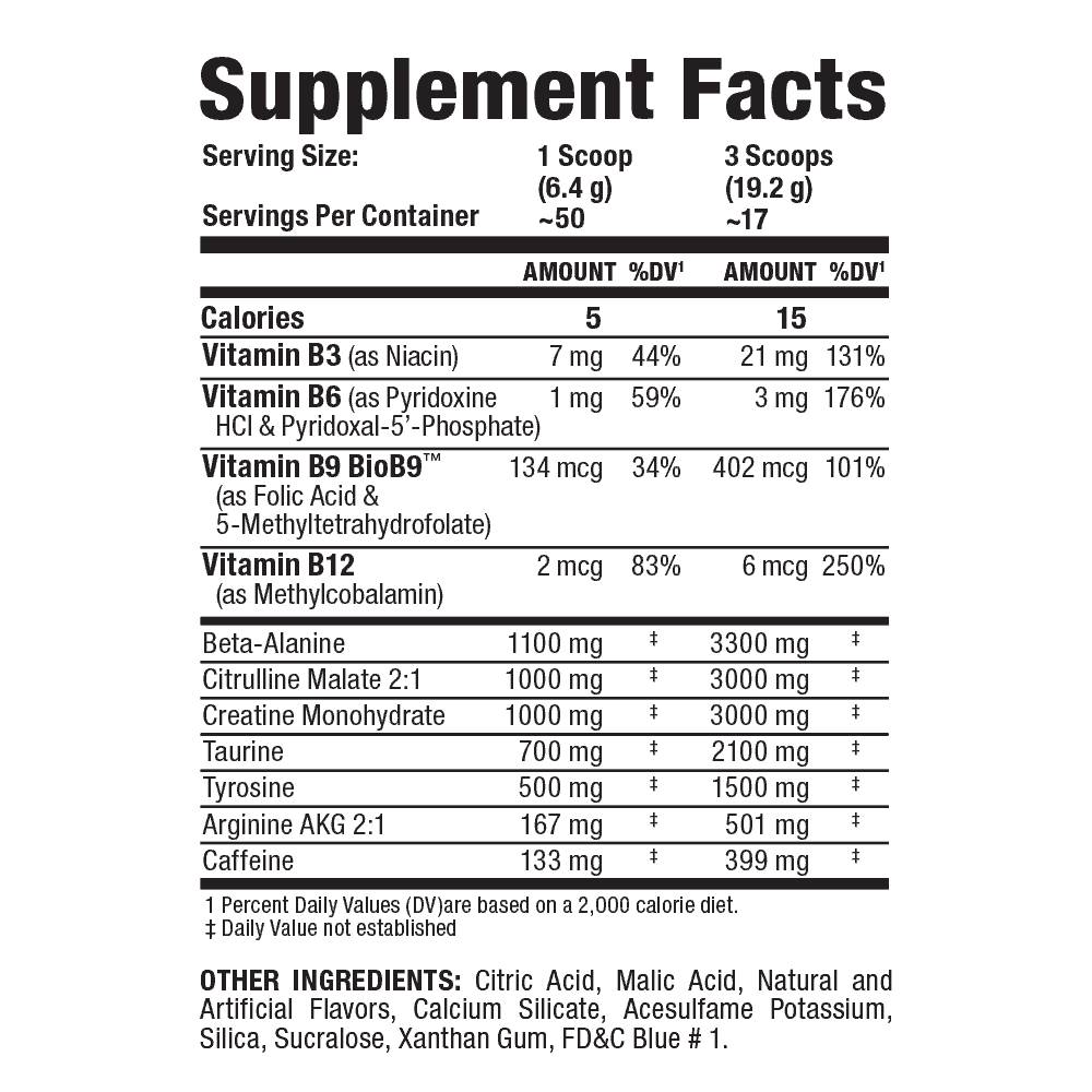 Етикет на AllMax Nutrition Impact Igniter Sport / Pre-Workout