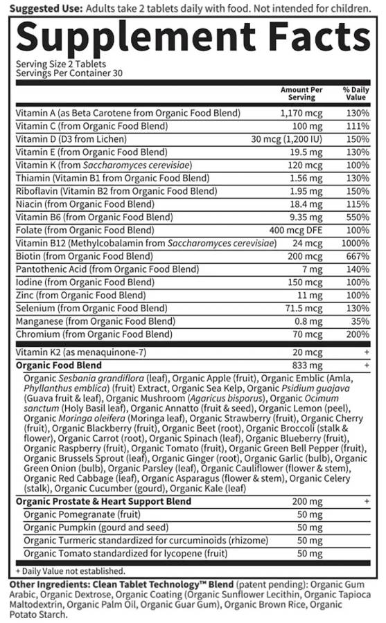 Етикет на Mykind Organics | Men's Multi 40+