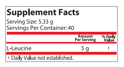 Етикет на Pure Nutrition - L - Leucine (Л - Левцин) - 213 г