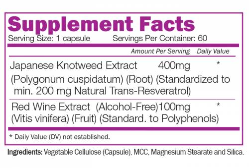 Етикет на Naturalico Resveratrol 200 mg 60 капсули, 60 Дози