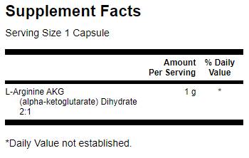 Етикет на Arginine AKG, 1 g, 90 капсули, Swanson