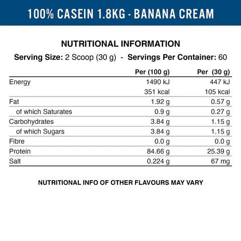 Етикет на Applied Nutrition 100% Casein - Казеин