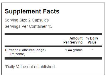 Етикет на Swanson Turmeric 720 mg