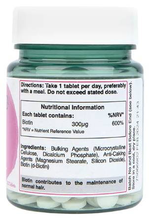 Label of Biotin 300 mcg