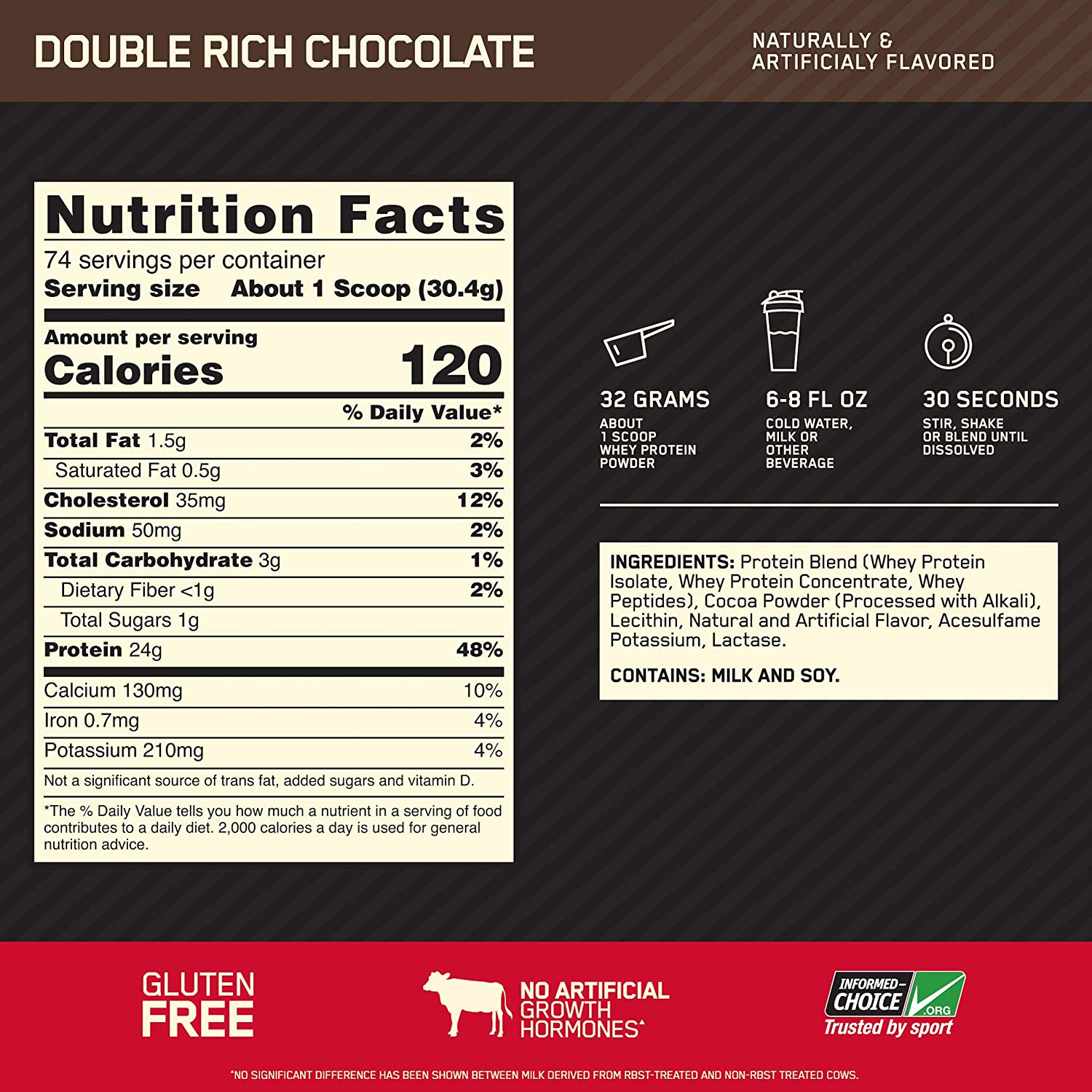 Етикет на Optimum Nutrition - 100% Whey Gold Standard