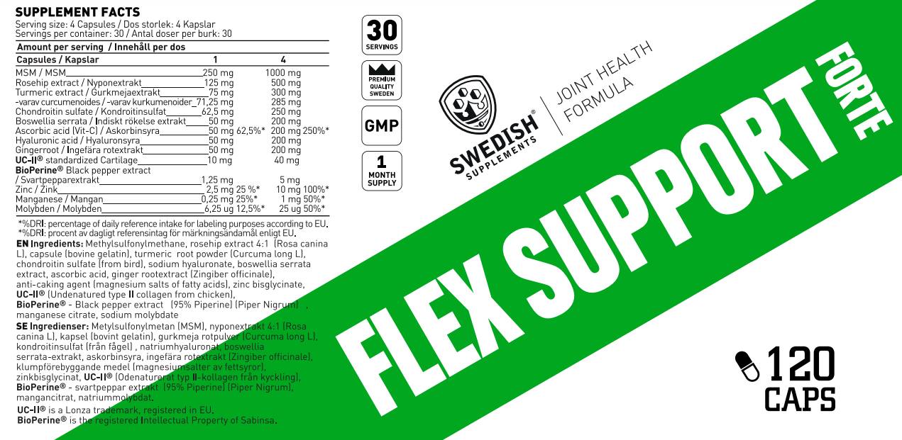 Етикет на Flex Support Forte | with UC-II®