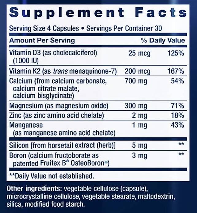 Етикет на Bone Restore with Vitamin K2/ За здрави кости х 120 капсули