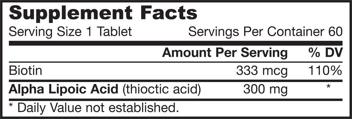 Label of Jarrow Formulas Alpha Lipoic Sustain 300 mg 60 Таблетки, 60 Дози