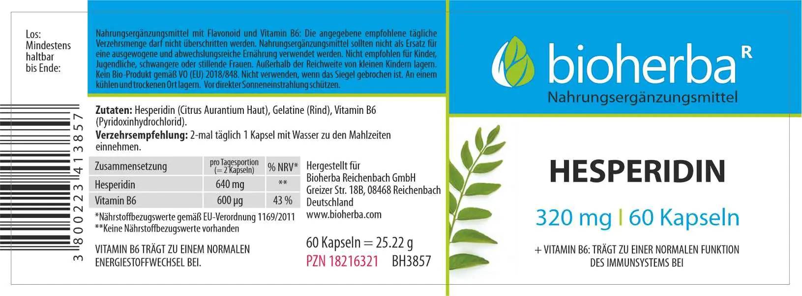 Етикет на Hesperidin 320 mg