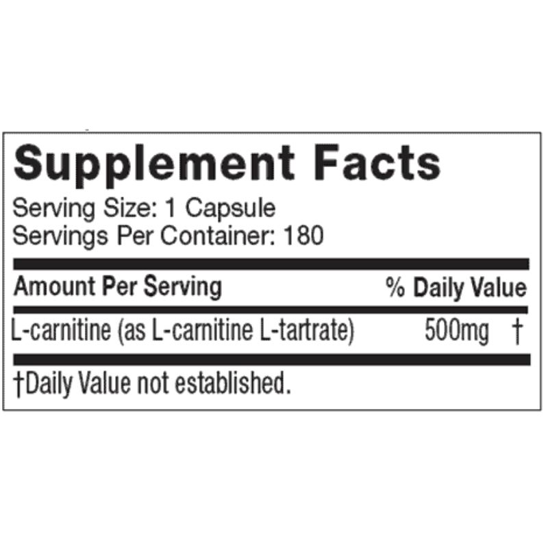 Етикет на MuscleTech - Platinum l-carnitine - 180 capsules