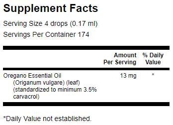 Етикет на Oil of Oregano Liquid Extract (Alcohol & Sugar Free)