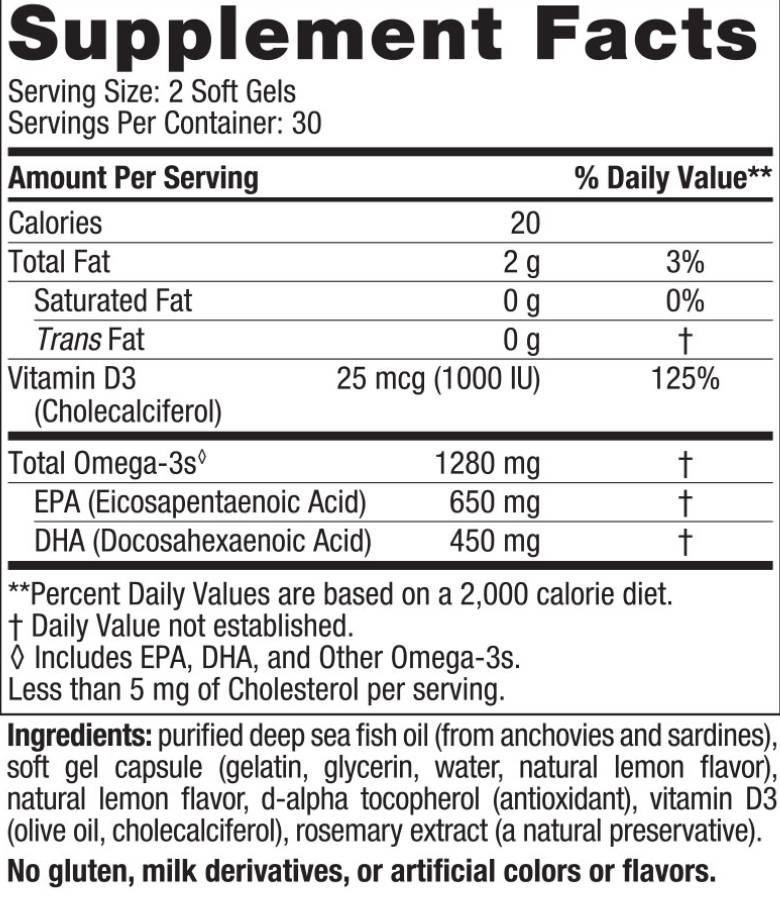Етикет на Nordic Naturals Ultimate Omega-D3 1280 mg