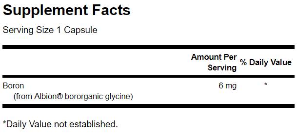 Етикет на Boron from Albion Boroganic Glycine 6 mg