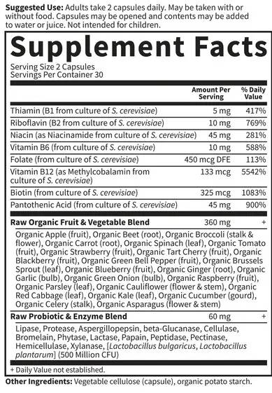 Label of Vitamin Code / RAW B-Complex