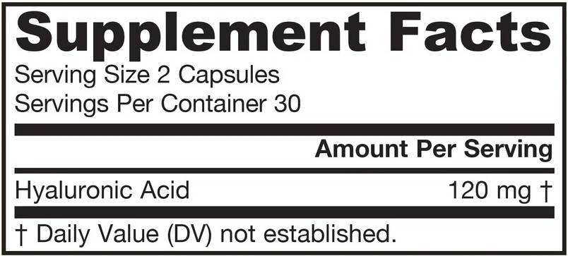 Label of Jarrow Formulas Hyaluronic Acid 120mg - Хиалуронова Киселина | 60 caps