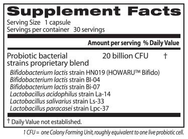 Етикет на Digestive Probiotic 20 Billion